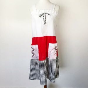 Vintage S Small Dress Red Black Check Tulip Rustic